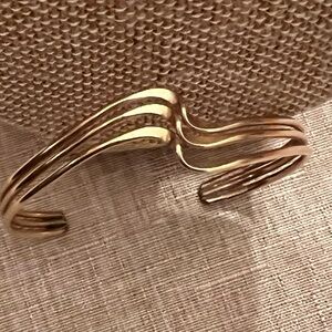 Vintage gold filled signed triple wave cuff bracelet